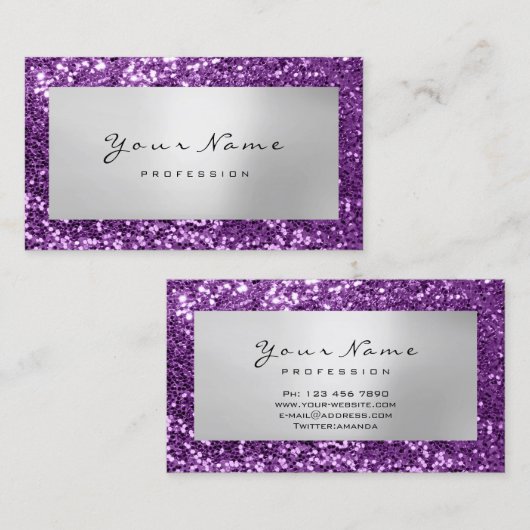 Glitter Makeup Stylist Mode Blogger Violet Visitekaartje (Voorkant / Achterkant)