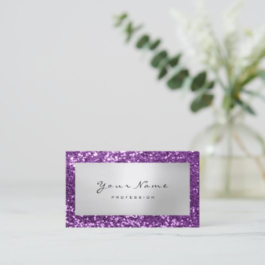 Glitter Makeup Stylist Mode Blogger Violet Visitekaartje (Staand voorkant)