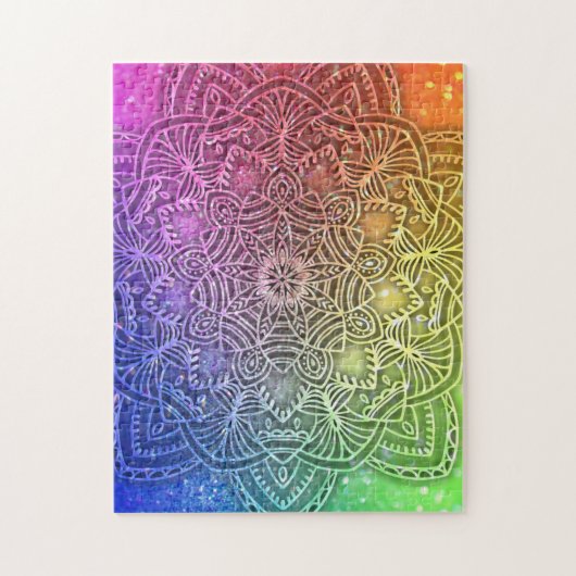 Glitter Mandala Hologram Bright Regenboog Legpuzzel (Verticaal)