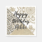 Glitter Mandala Leopard Gepersonaliseerde Verjaard Servet (Voorkant)
