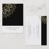 Glitter mandala op zwarte en witte achtergrond visitekaartje (Voorkant / Achterkant)