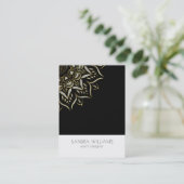 Glitter mandala op zwarte en witte achtergrond visitekaartje (Staand voorkant)