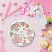 Glitter Maple Fall verlaat Golden Autumn Party Papieren Bordje (Feest)
