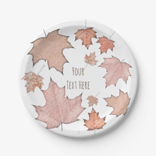 Glitter Maple Fall verlaat Golden Autumn Party Papieren Bordje (Voorkant)