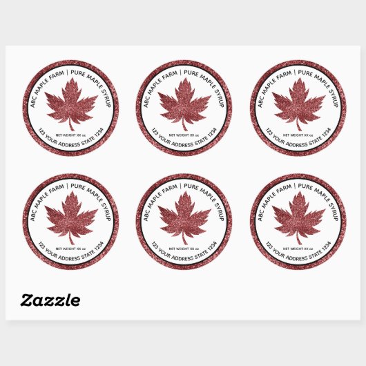 Glitter Maple Leaf Maple Syrup Label (Vel)