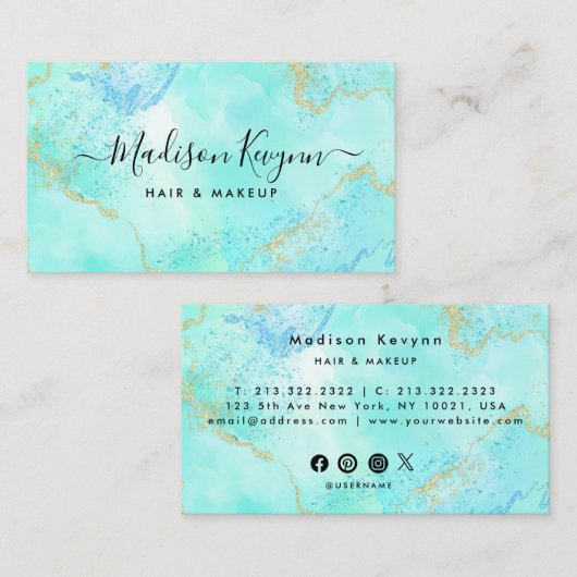  Glitter Marble Agate  Visitekaartje (Voorkant / Achterkant)