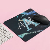 Glitter Marble Blue Specialized Monogram Mousepad Muismat