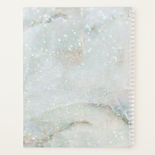 Glitter Marble Elegant White Split Monogram Custom Planner (Achterkant)