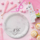 Glitter Marble-monogram Papieren Bordje (Feest)