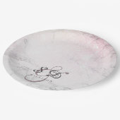 Glitter Marble-monogram Papieren Bordje (Gekanteld)
