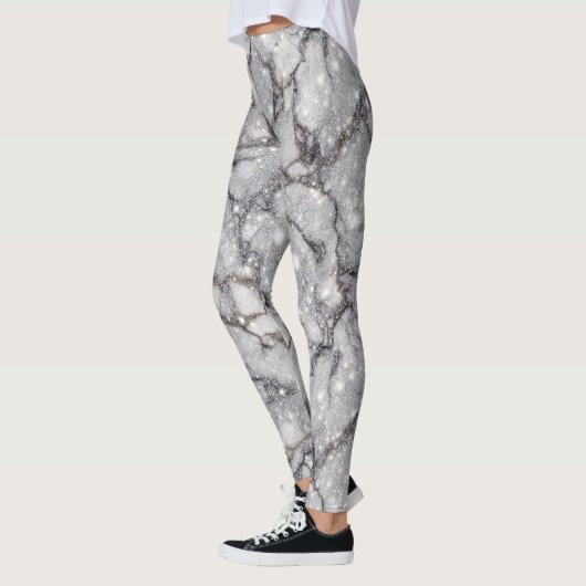 Glitter Marble Pattern – Sparkling Luxury Stone  Leggings (Links)