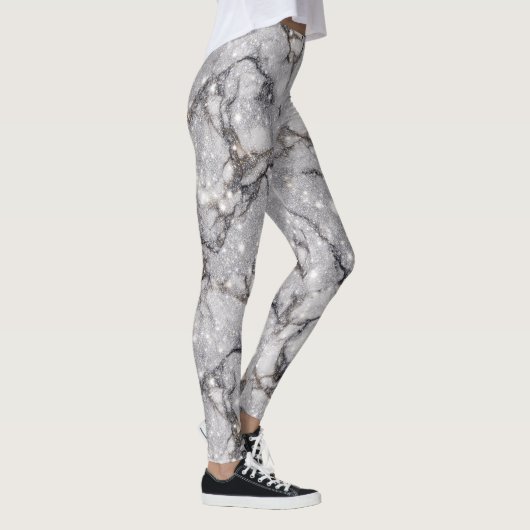 Glitter Marble Pattern – Sparkling Luxury Stone  Leggings (Rechts)
