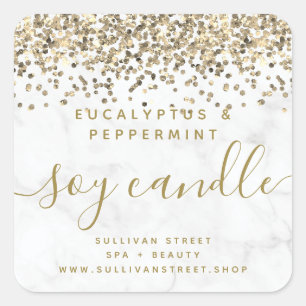 Glitter Marble Soy Candle Label