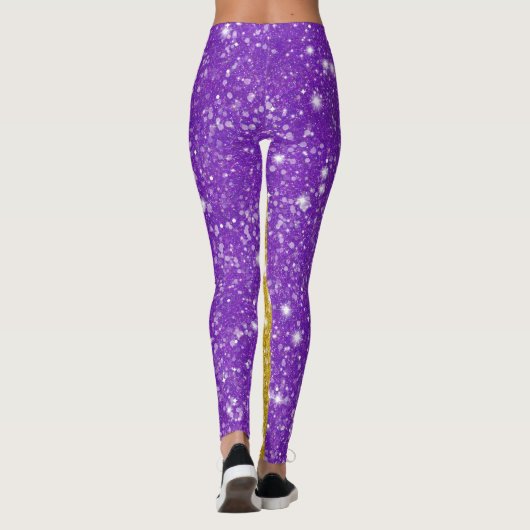 Glitter Mardi Gras Colorful Stripe Carnaval Leggings (Achterkant)