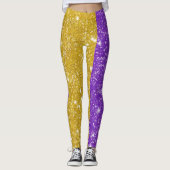 Glitter Mardi Gras Colorful Stripe Carnaval Leggings (Voorkant)