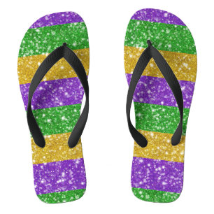 Glitter Mardi Gras Colorful Stripe Cute Carnaval Teenslippers