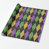 Glitter Mardi Gras Harlequin Argyle Cadeaupapier (Uitgerold)