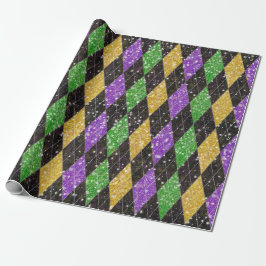 Glitter Mardi Gras Harlequin Argyle Cadeaupapier