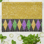 Glitter Mardi Gras Harlequin Argyle Theedoek (Gevouwen)