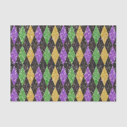 Glitter Mardi Gras Harlequin Argyle Tissuepapier (Voorkant)