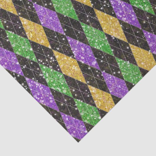 Glitter Mardi Gras Harlequin Argyle Tissuepapier (Detail)