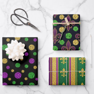 Glitter Mardi Gras  Inpakpapier Vel