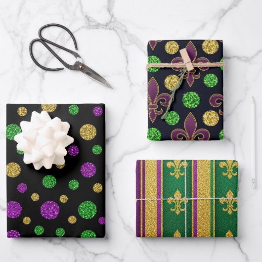 Glitter Mardi Gras  Inpakpapier Vel (Voorkant)