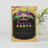 Glitter Mardi Gras Kaart (Staand voorkant)