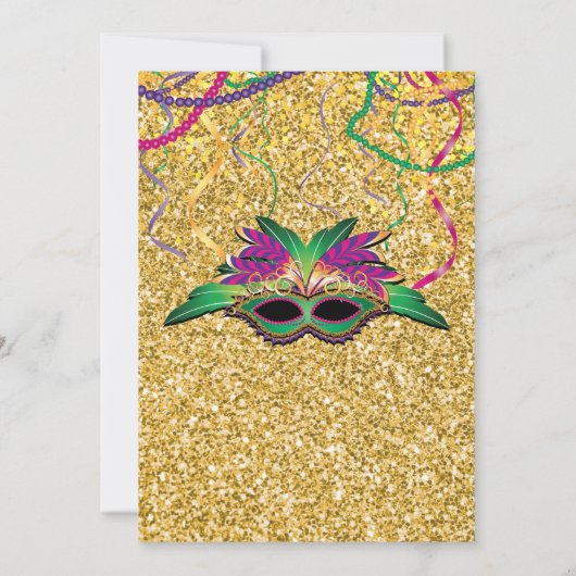 Glitter Mardi Gras Kaart (Achterkant)