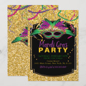 Glitter Mardi Gras Kaart (Voorkant / Achterkant)