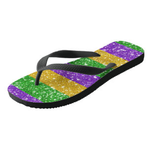 Glitter Mardi Gras Kleurrijke Streep Schattige Car Teenslippers