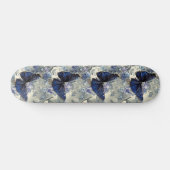 Glitter Marine Blauwe Vlinder met Bloemenachtergro Persoonlijk Skateboard (Horizontaal)