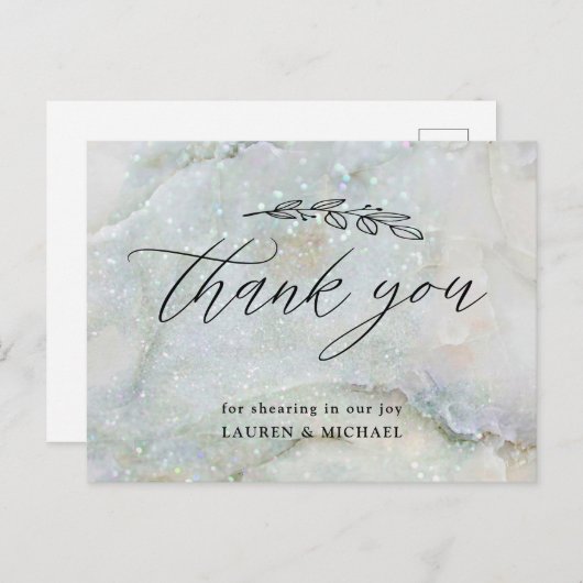 glitter marmer elegant bedankt feestdagenkaart (Voorkant / Achterkant)
