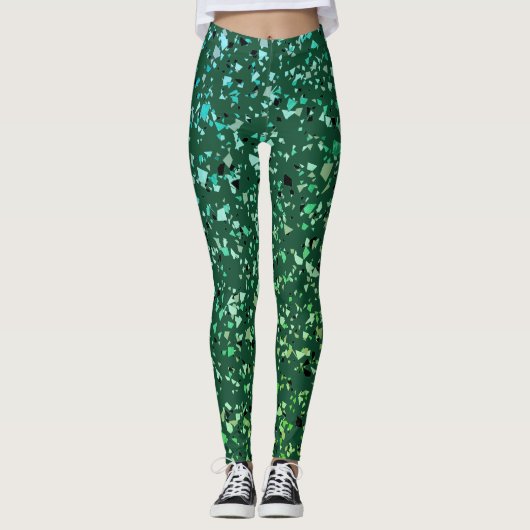 Glitter marmer green confetti gradiënt abstract mo leggings (Voorkant)