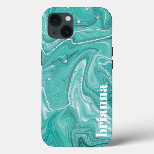 Glitter Marmer Hoesje-Mate iPhone Hoes (Achterkant)