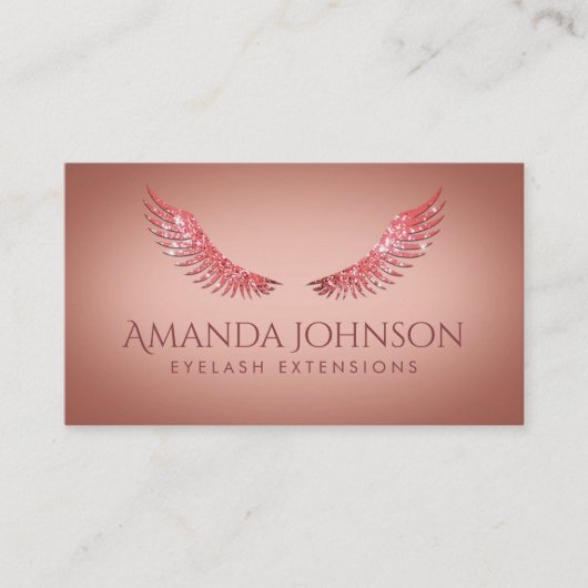 Glitter Mascara Wimper Extensions Roze Rose Kaart Visitekaartje (Voorkant)