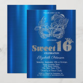 Glitter Mask Blue Metallic Sweet 16 Kaart (Voorkant / Achterkant)