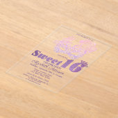 Glitter Mask Paars Sweet 16 Acryl Uitnodigingen (Laagn)