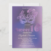 Glitter Mask Paars Sweet 16 Kaart (Voorkant)
