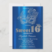 Glitter Masker Blauw Metallic Sweet 16 Kaart (Voorkant)