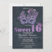 Glitter Masque Paars  Sweet 16 Kaart (Voorkant)