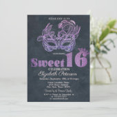 Glitter Masque Paars  Sweet 16 Kaart (Staand voorkant)