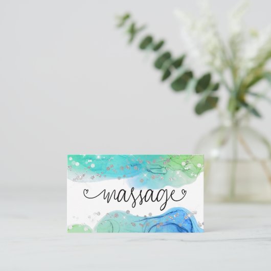*~* Glitter Massage Therapist Therapie Hearts Visitekaartje (Staand voorkant)