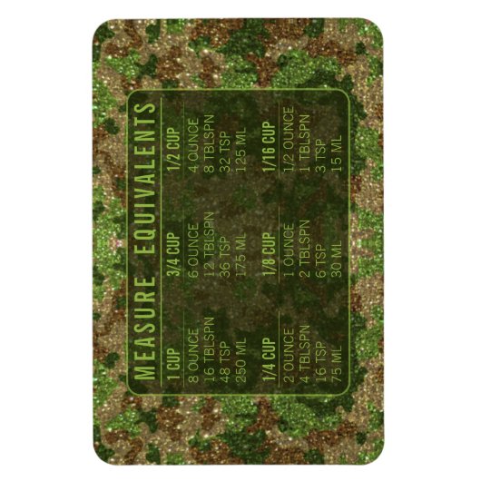 Glitter Measuring Conversion Kitchen Measure Guide Magneet (Verticaal)