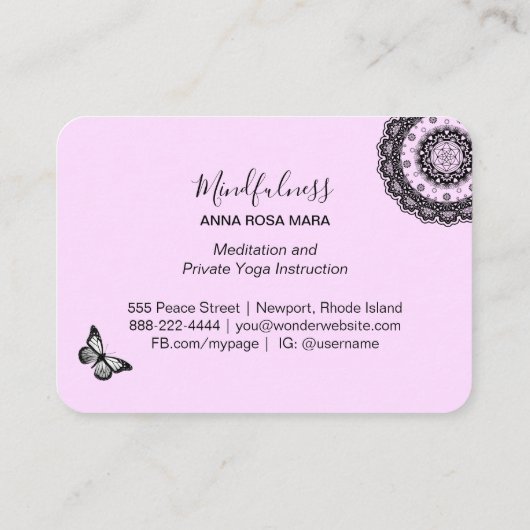 *~* Glitter Meditation Butterfly Reiki Mandala Visitekaartje (Achterkant)
