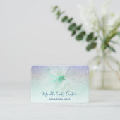 *~* Glitter Meditation QR Reiki Yoga Floral Flower Visitekaartje (Staand voorkant)
