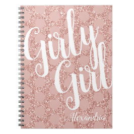 Glitter Meisje Meisje Polka Dot Naam Blush Roze Notitieboek