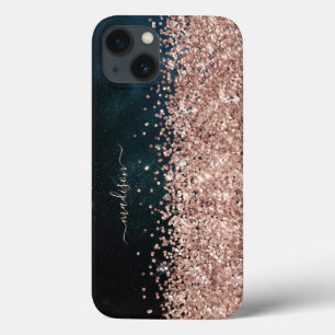 Glitter Meisje Modern Glans Sweet 16  Goud Zwart Case-Mate iPhone Case