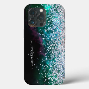 Glitter Meisje Modern Glans Zoete 16 Zwart Zilver Case-Mate iPhone Case