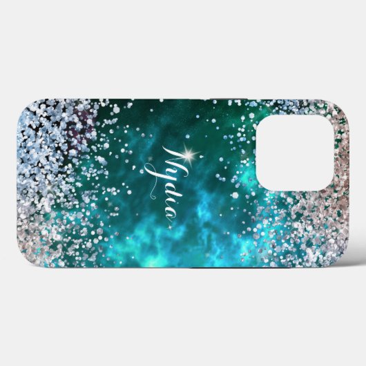 Glitter Meisje Sweet 16 Sparkle Teal Case-Mate iPhone Case (Achterkant (horizontaal))